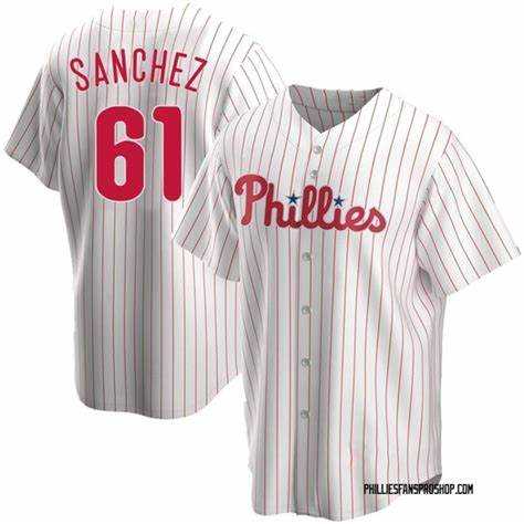 Mens Philadelphia Phillies #61 Cristopher Sanchez White Cool Base Stitched Baseball Jersey Dzhi